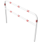 Protective bar made of steel tubing |  60 x 2.5 mm | with crossbar | total width: 2000 mm | total height: 1400 mm | hot-dip galvanized and white coatedwith red reflecting stripes